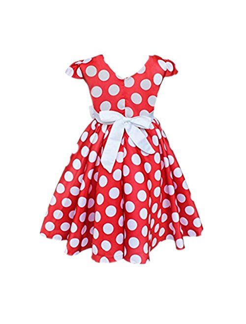 DreamHigh Toddlers Polka Dot Skirt Cap Sleeves Flowers Girl Vintage Bow Dress