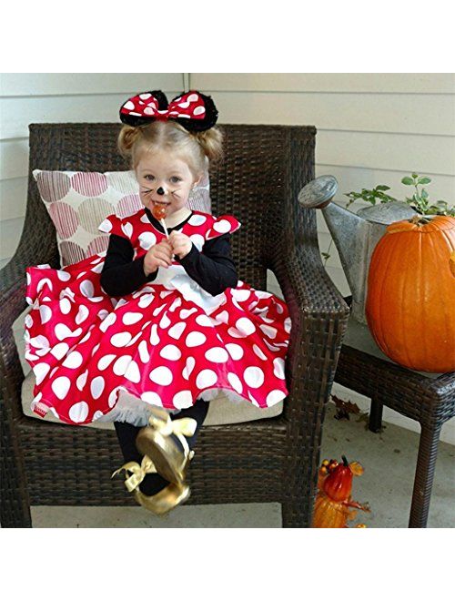 DreamHigh Toddlers Polka Dot Skirt Cap Sleeves Flowers Girl Vintage Bow Dress