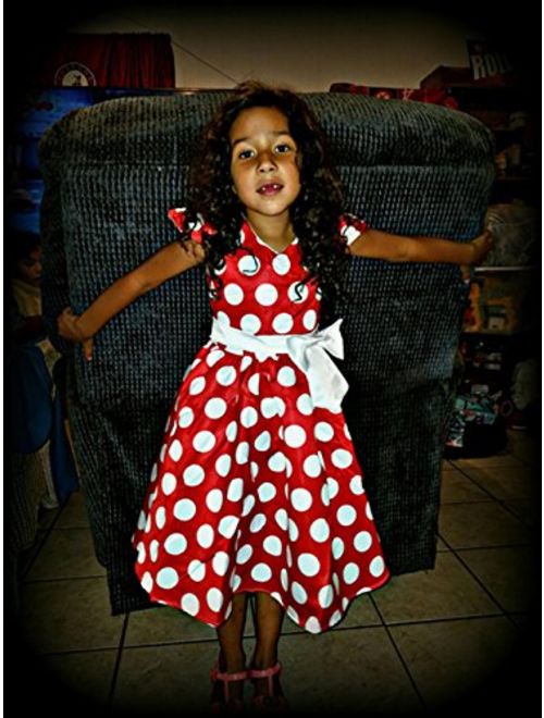 DreamHigh Toddlers Polka Dot Skirt Cap Sleeves Flowers Girl Vintage Bow Dress