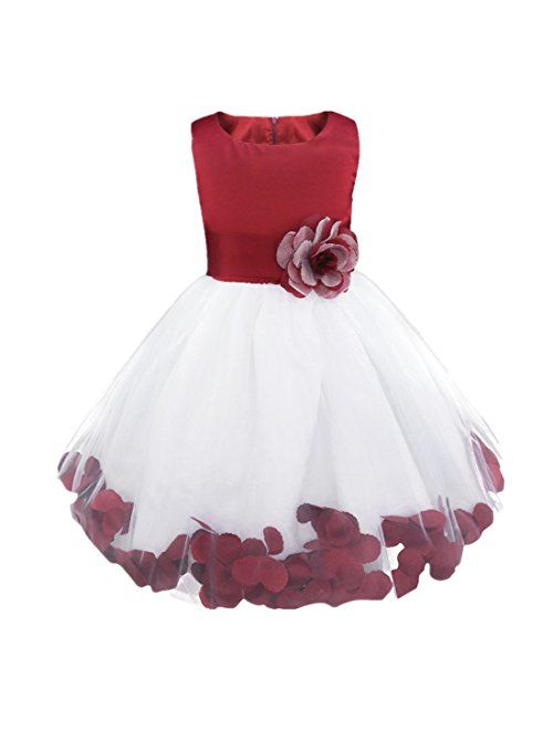 iiniim Girls Petals Tulle Princess Wedding Pageant Party Flower Girl