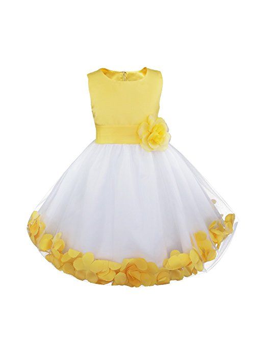 iiniim Girls Petals Tulle Princess Wedding Pageant Party Flower Girl