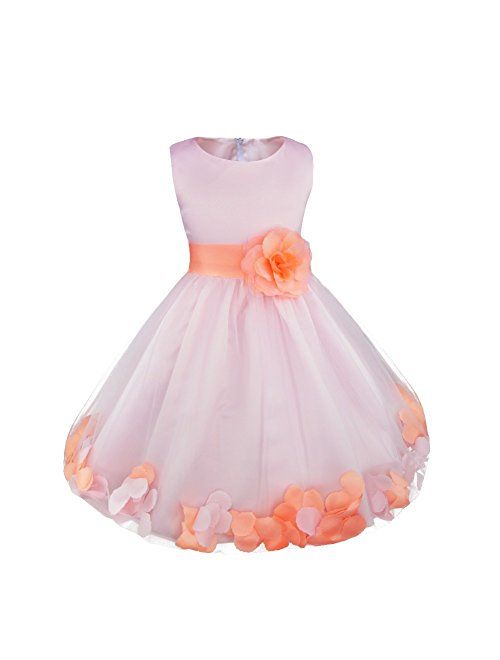 iiniim Girls Petals Tulle Princess Wedding Pageant Party Flower Girl