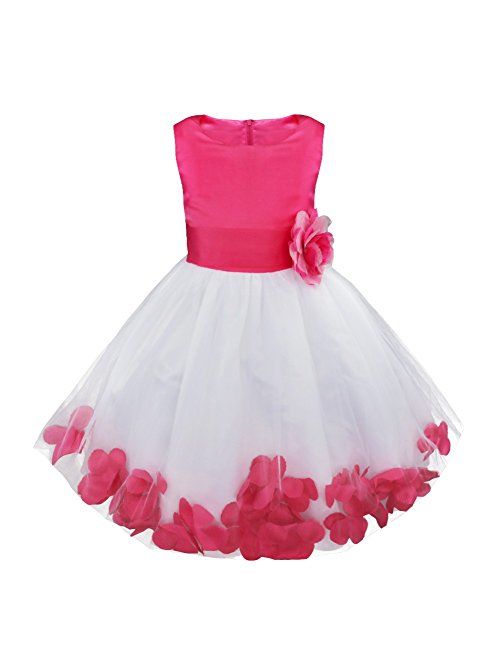 iiniim Girls Petals Tulle Princess Wedding Pageant Party Flower Girl