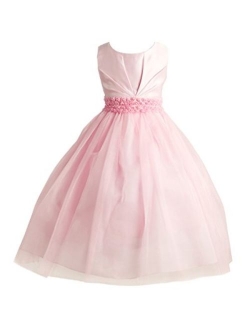 Joy Kids Girls Pleated Satin Pearl Special Occasion Flower Girl Dress 2 to 20