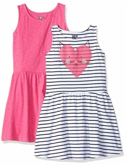 Amazon Brand - Spotted Zebra Girls' Toddler & Kids 2-Pack Knit Sleeveless Fit and Flare Dresses