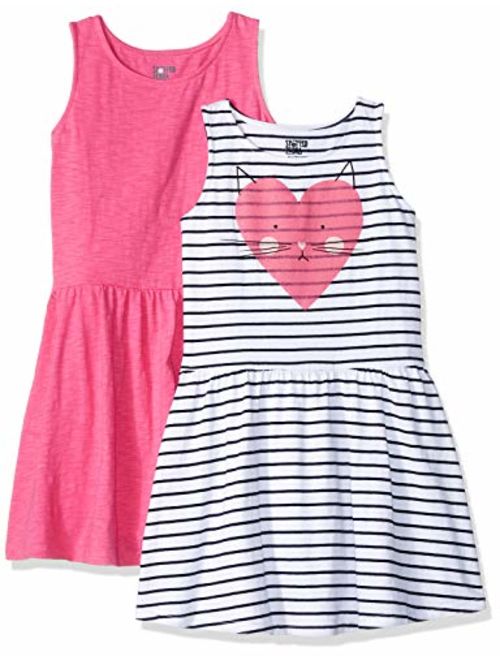 Amazon Brand - Spotted Zebra Girls' Toddler & Kids 2-Pack Knit Sleeveless Fit and Flare Dresses