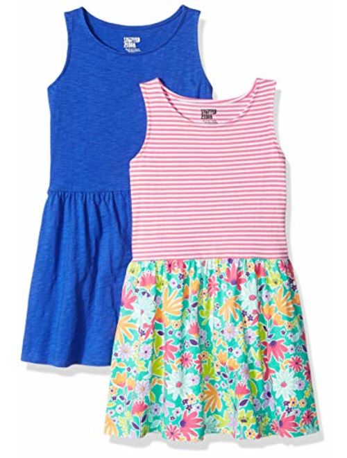 Amazon Brand - Spotted Zebra Girls' Toddler & Kids 2-Pack Knit Sleeveless Fit and Flare Dresses