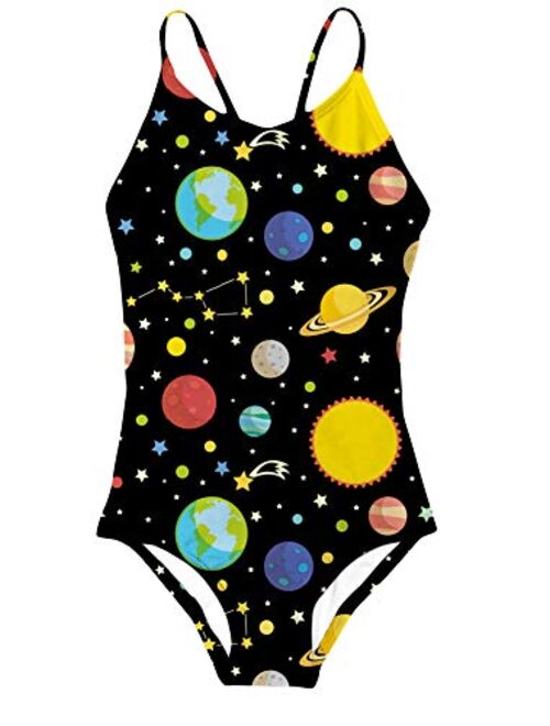 Idgreatim Little Girls One Piece Swimsuits Quick Dry Beach Swimwear Bathing Suit for Beach 3-10 Years