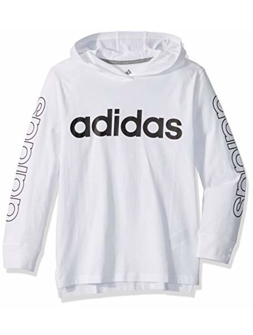 adidas Boys' Big Long Sleeve Hooded Logo T-Shirt