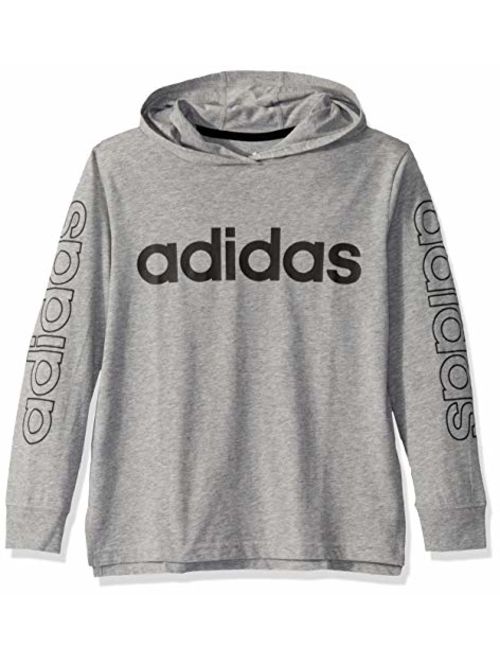 adidas Boys' Big Long Sleeve Hooded Logo T-Shirt