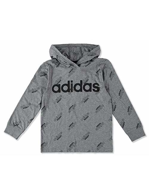 adidas Boys' Big Long Sleeve Hooded Logo T-Shirt