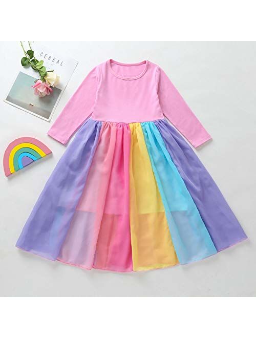 Toddler Kids Baby Girl Summer Dress Clothes Rainbow Ruffle Strap Dress Backless Princess Sundress Playwear Outfits