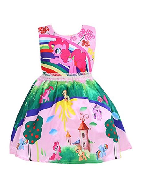 LEMONBABY Unicorn Sleeveless Princess Birthday Party Dress