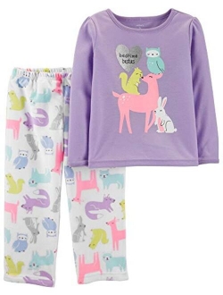 Girls' 2-Piece Fleece Pajamas Top and Pants Set