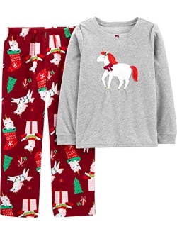 Girls' 2-Piece Fleece Pajamas Top and Pants Set