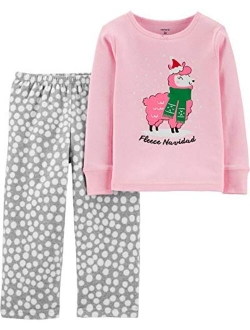 Girls' 2-Piece Fleece Pajamas Top and Pants Set