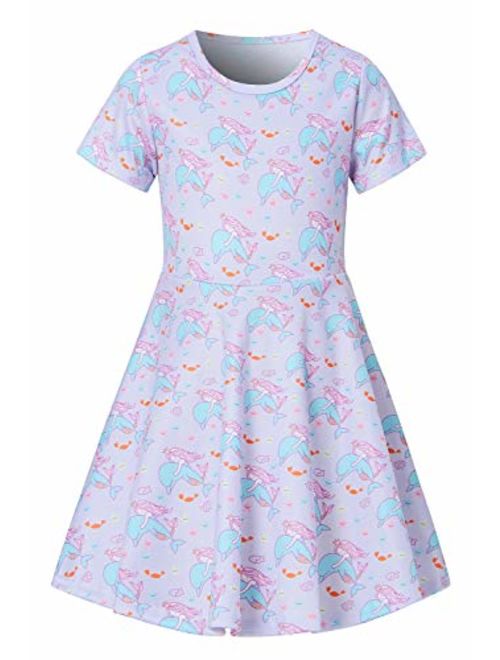 ALISISTER Little Girls Dress Short Sleeve 90S Toddler Sundress Summer Apparel