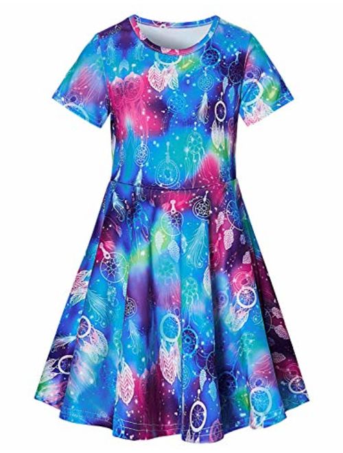 ALISISTER Little Girls Dress Short Sleeve 90S Toddler Sundress Summer Apparel