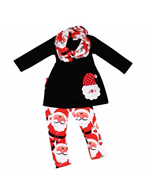 Unique Baby Girls 3 Piece Christmas Santa Claus Legging Set Red