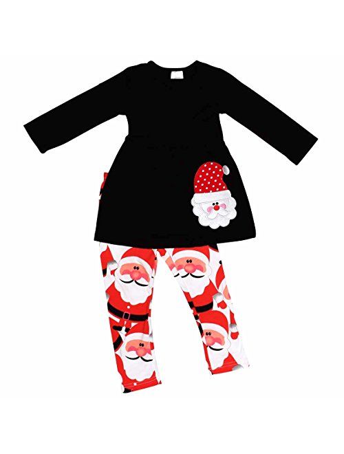 Unique Baby Girls 3 Piece Christmas Santa Claus Legging Set Red