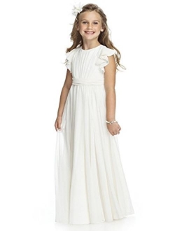 Fancy Chiffon Flower Girl Dresses Flutter Sleeves Junior Bridesmaid Dress