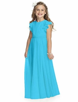 Fancy Chiffon Flower Girl Dresses Flutter Sleeves Junior Bridesmaid Dress