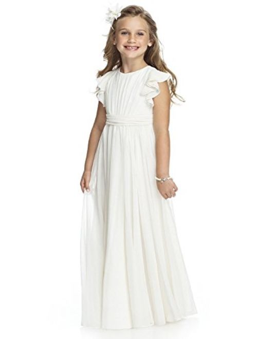 Abaowedding Fancy Chiffon Flower Girl Dresses Flutter Sleeves Junior Bridesmaid Dress