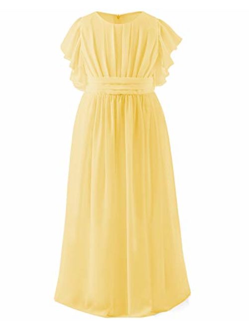 Abaowedding Fancy Chiffon Flower Girl Dresses Flutter Sleeves Junior Bridesmaid Dress