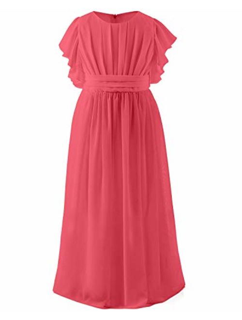 Abaowedding Fancy Chiffon Flower Girl Dresses Flutter Sleeves Junior Bridesmaid Dress