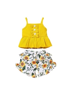 Toddler Girls Summer Short Set Halter Ruffle Top+Tassel Pineapple Pants Summer Clothes Outfit