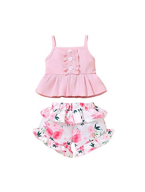 Toddler Girls Summer Short Set Halter Ruffle Top+Tassel Pineapple Pants Summer Clothes Outfit