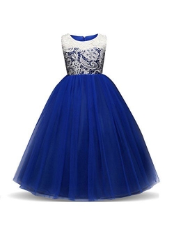 KISSOURBABY 3-14 Years Girls Party Wedding Holiday Dresses with Train