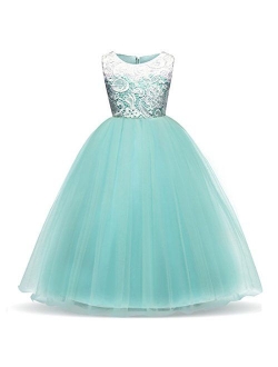 KISSOURBABY 3-14 Years Girls Party Wedding Holiday Dresses with Train