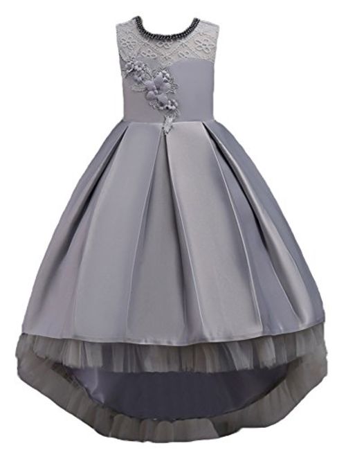 KISSOURBABY 3-14 Years Girls Party Wedding Holiday Dresses with Train