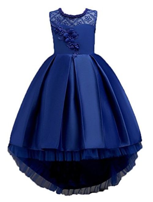 KISSOURBABY 3-14 Years Girls Party Wedding Holiday Dresses with Train