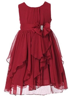 Bow Dream Flower Girl Dress Ruffled Chiffon