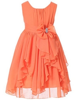 Bow Dream Flower Girl Dress Ruffled Chiffon