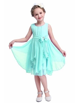 Bow Dream Flower Girl Dress Ruffled Chiffon