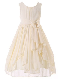 Bow Dream Flower Girl Dress Ruffled Chiffon