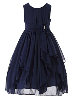 Bow Dream Flower Girl Dress Ruffled Chiffon