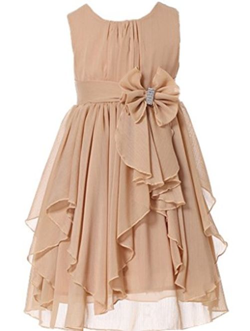 Bow Dream Flower Girl Dress Ruffled Chiffon