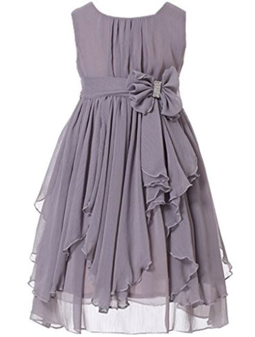 Bow Dream Flower Girl Dress Ruffled Chiffon