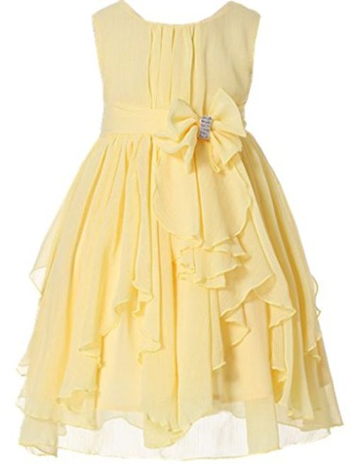 Bow Dream Flower Girl Dress Ruffled Chiffon