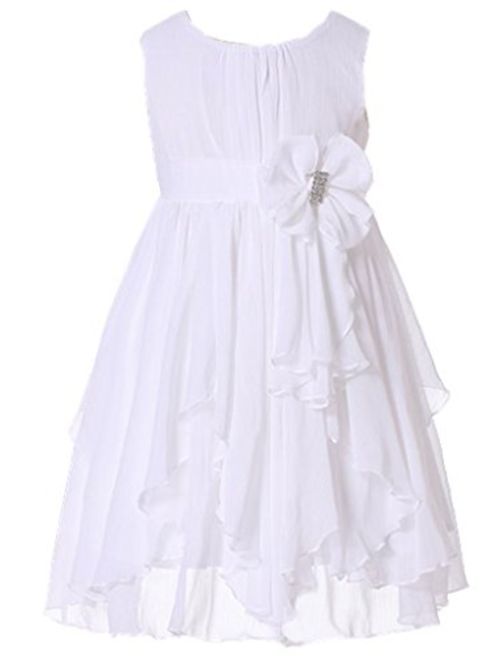 Bow Dream Flower Girl Dress Ruffled Chiffon