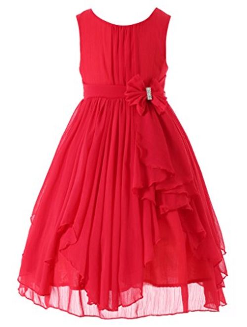 Bow Dream Flower Girl Dress Ruffled Chiffon