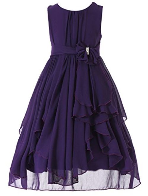 Bow Dream Flower Girl Dress Ruffled Chiffon