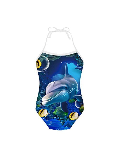 HUGS IDEA Galaxy Star Print Girls One Piece Swimsuit Sleeveless Bathing Suit for 3Y-8Y