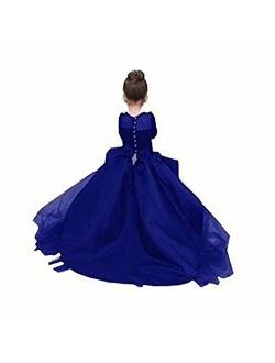 High Low Pageant Long-Sleeves High Low Ball Gown for Girl