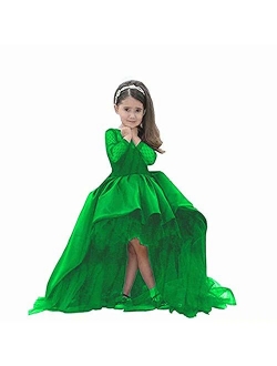 High Low Pageant Long-Sleeves High Low Ball Gown for Girl