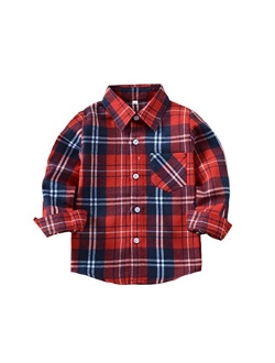 Tortor 1Bacha Kid Girl Boy Long Sleeve Button Down Plaid Flannel Shirt